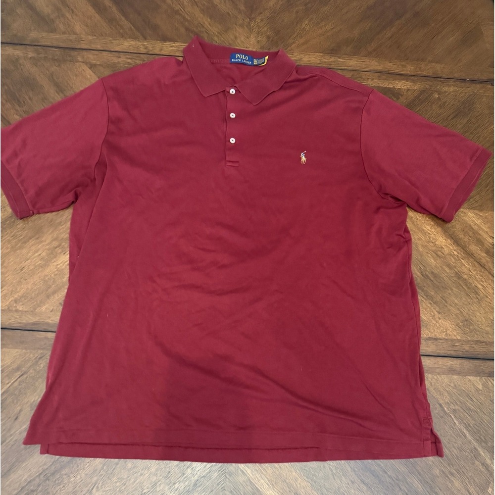 Polo Ralph Lauren Mens 3XLT Burgundy Short Sleeve Polo Shirt Big & Tall